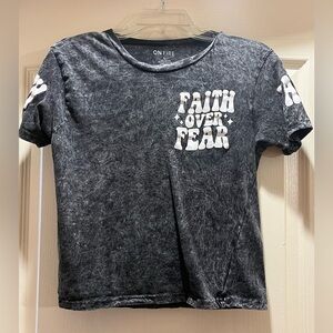 Grey cropped t shirt, faith over fear, crop top